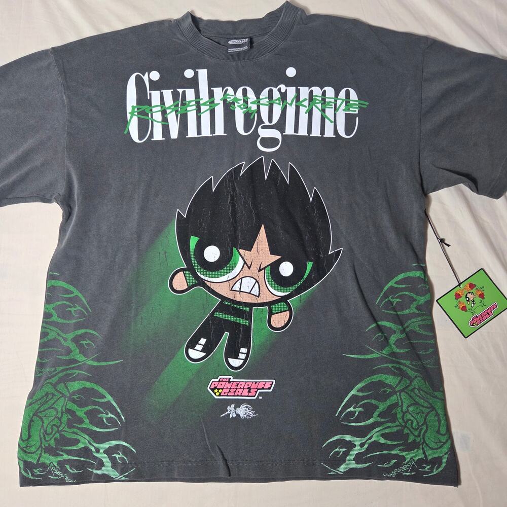 NWT Civil Regime x Powerpuff Girls Buttercup Roses From Concrete Tee XL